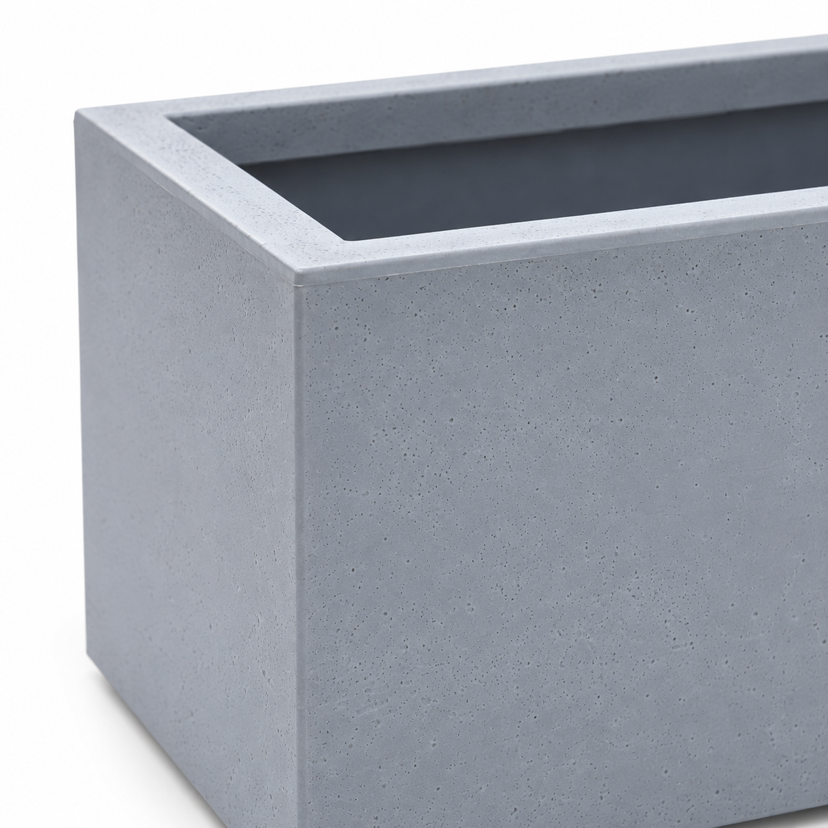 80 cm French planter light gray rim and surface close-up on white