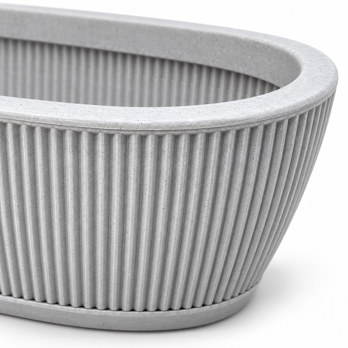 אדנית אפורה פסים פלסטיק כוללת תחתית דמוי אבן קלת משקל באורך 60 ס״מ