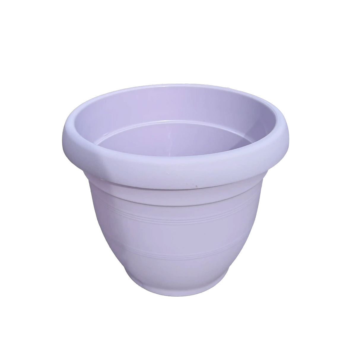 Purple pot with saucer on a white background