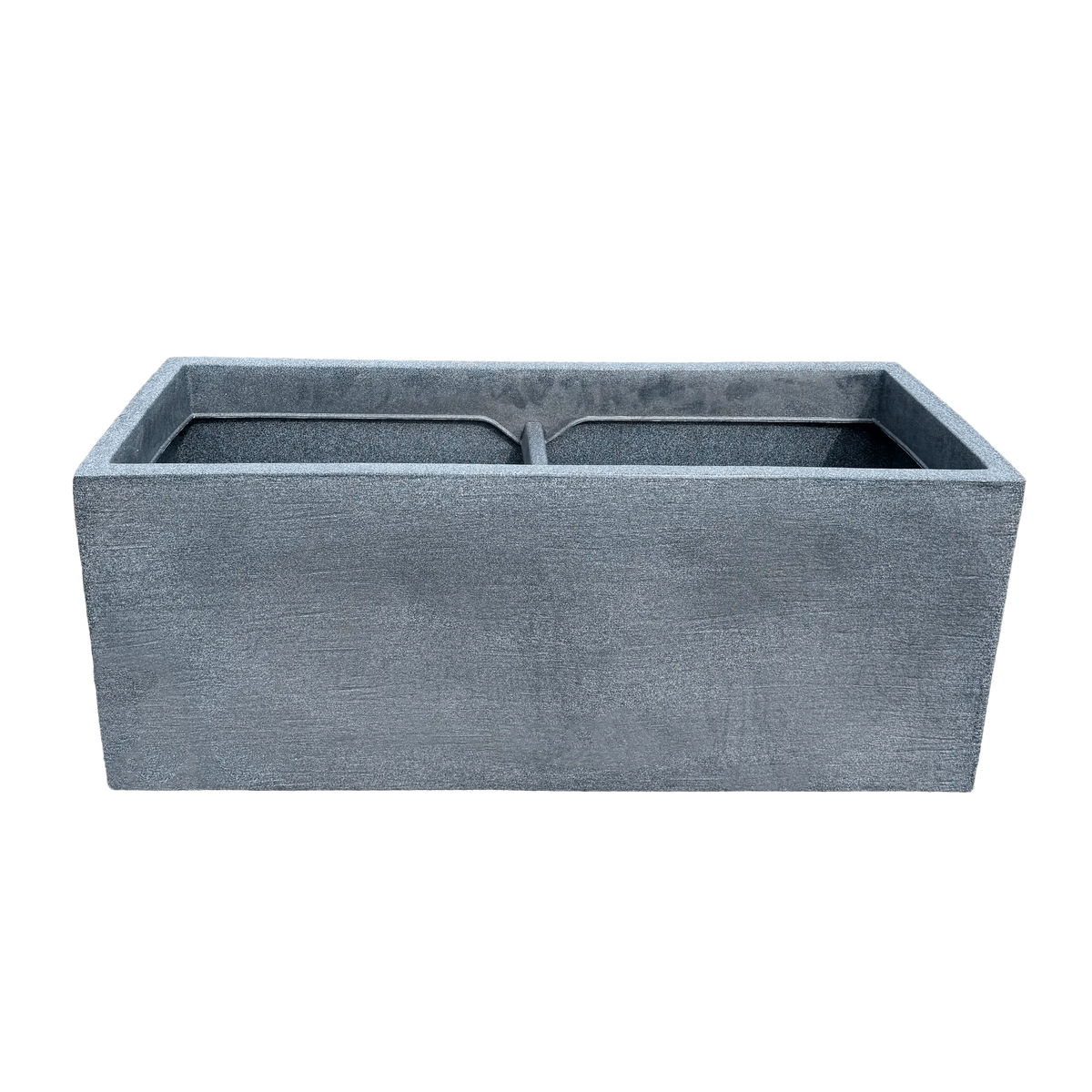 Rectangular concrete planter box on a white background