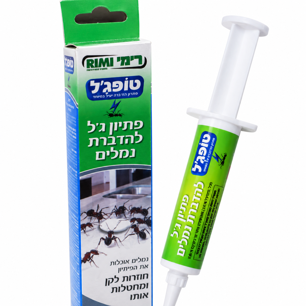 טופ ג'ל פיתיון להדברת נמלים - 15 גרם – תקריב על רקע לבן