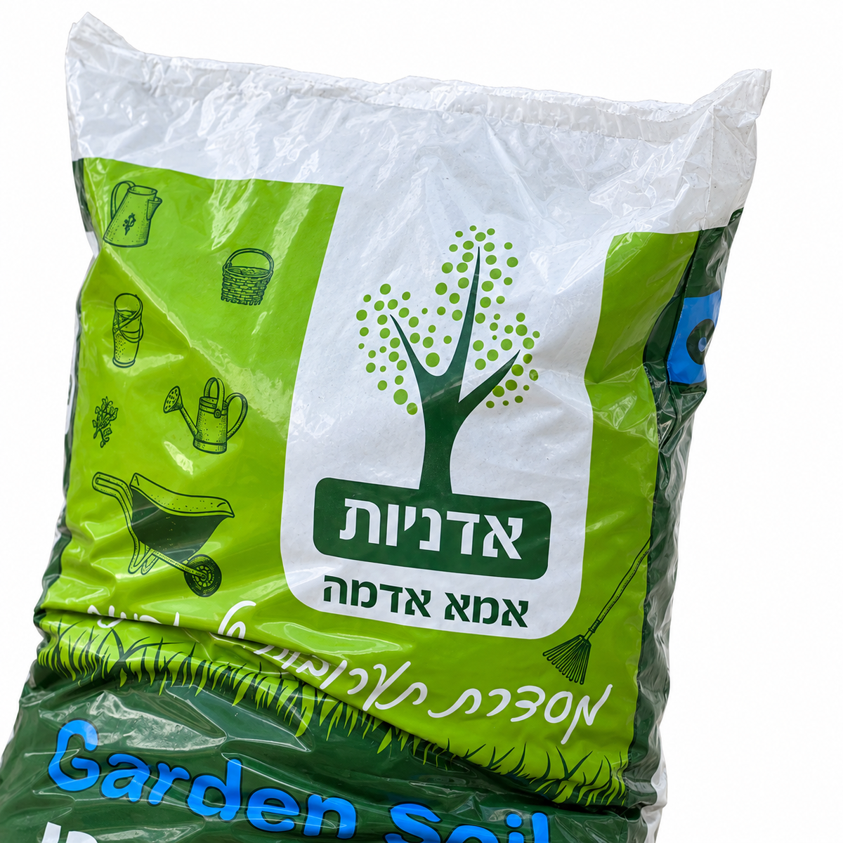 תערובת שתילה 30 ליטר של מגדל מגבול הצפון — תקריב טבעי של השק והתווית על רקע לבן