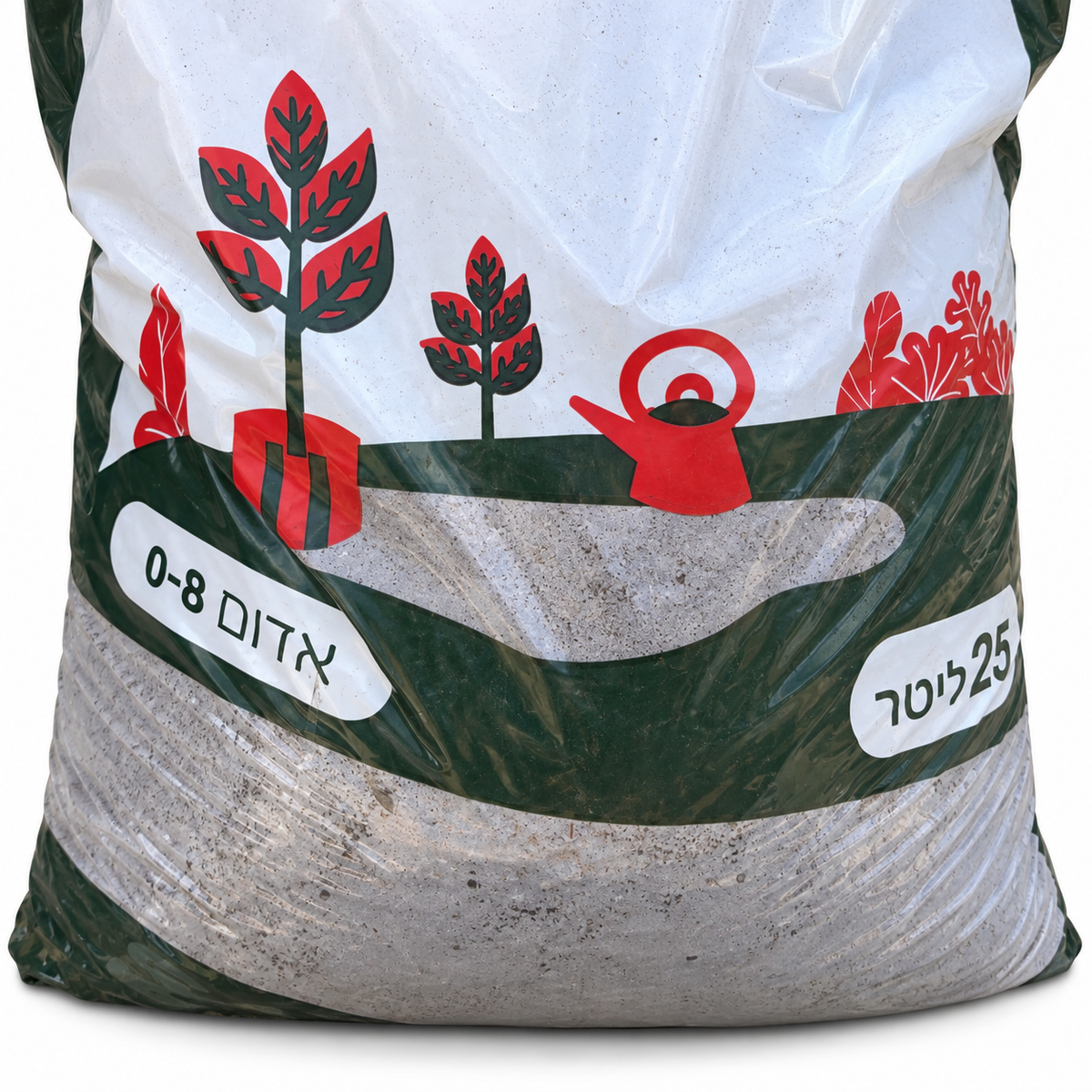 טוף אדום 0-8 מ"מ 25 ליטר – תקריב על רקע לבן
